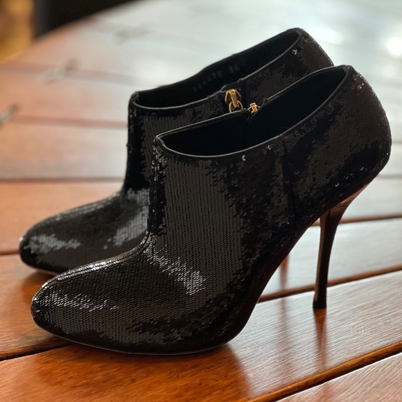 Gucci Black Sequin Ankle Booties Size 36 - Picture 6 of 8